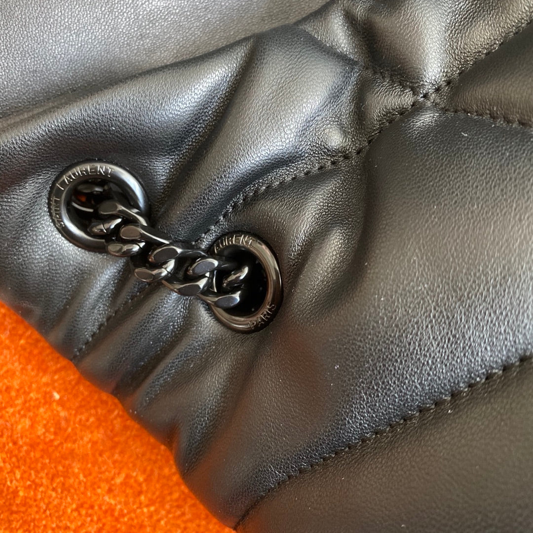 Сумка-пуховик YSL из овечьей кожи - Черная - Большая