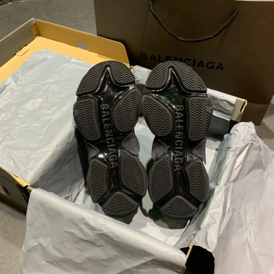 Li Shi - Dad Shoes - Air Cushion Sole - Black and Green