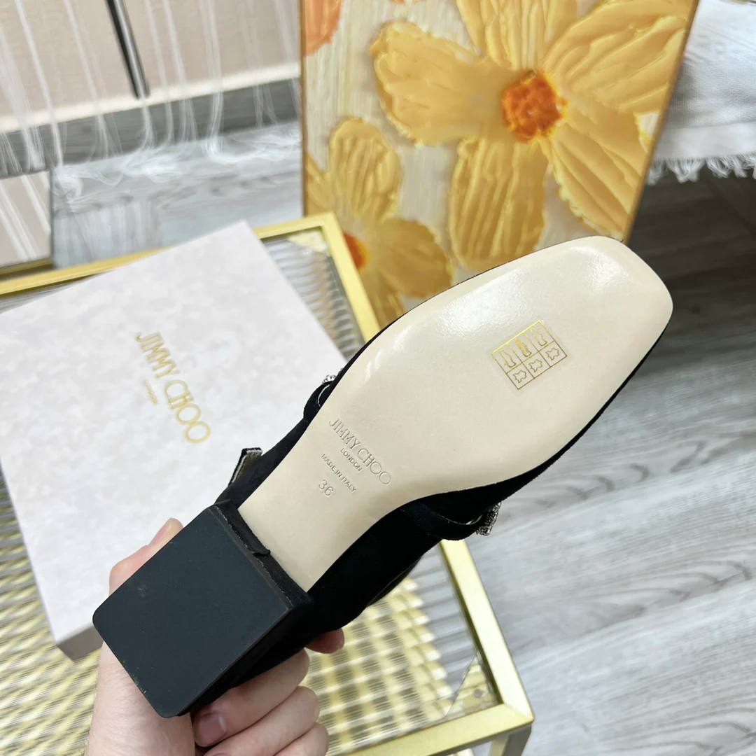 Ботильоны Jimmy с квадратным носком и стразами на цепочке - черные