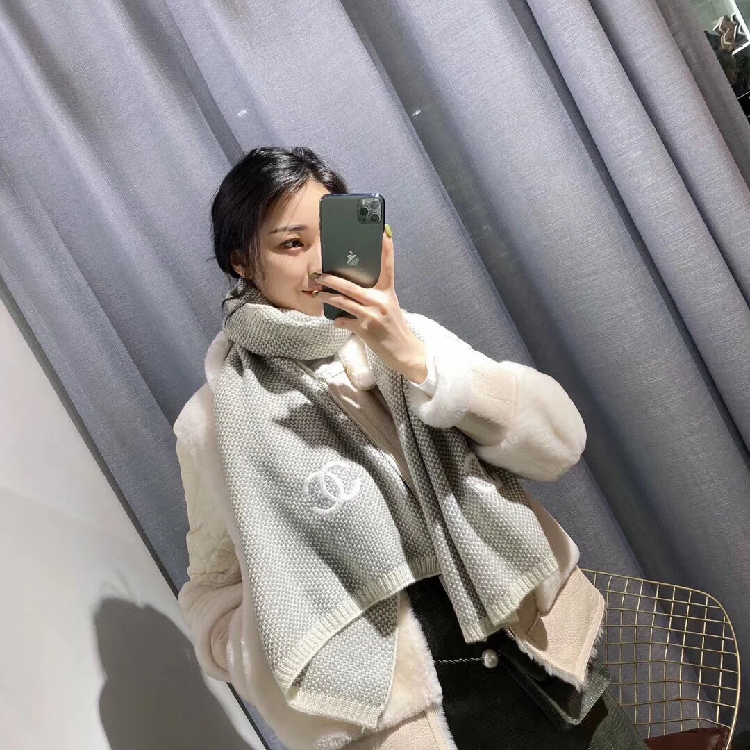 Кашемировый шарф Chanel 2024 - 70-180-серый