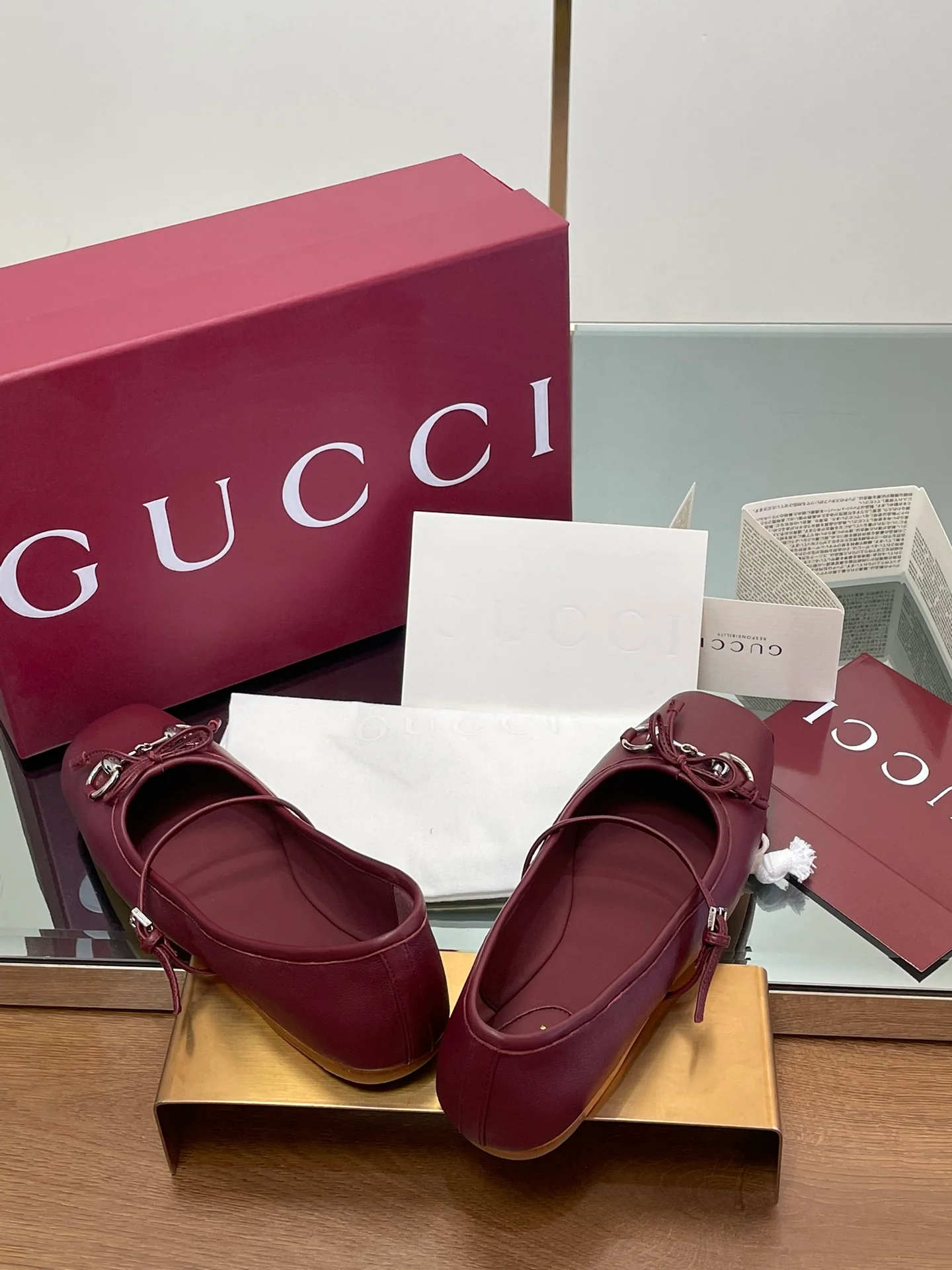 Туфли Gucci 2024 Barre - бордовые