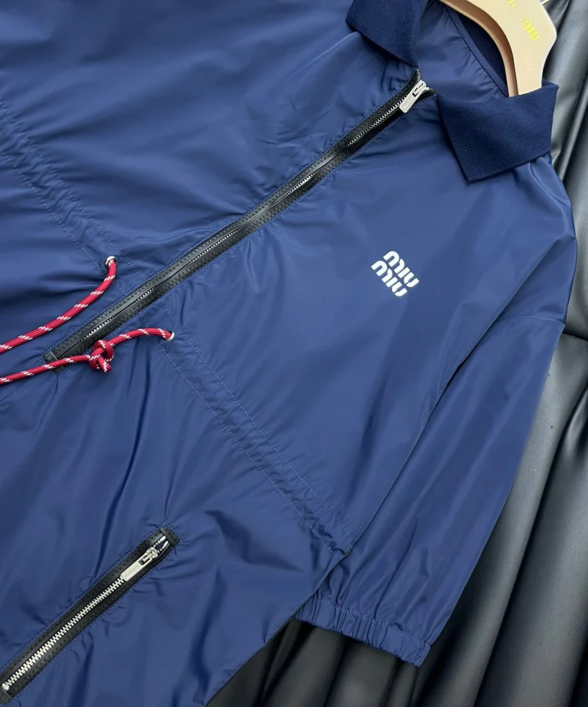 Miu Miu - 2404-24 Новинка: Тонкий нейлоновый комбинезон на молнии - Синий