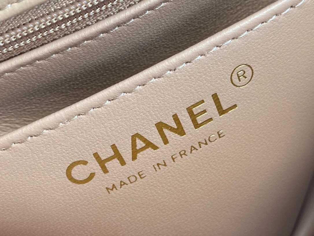 Chanel CF Mini 20cm - Milk Tea Apricot Lambskin with Light Gold Buckle - CF20