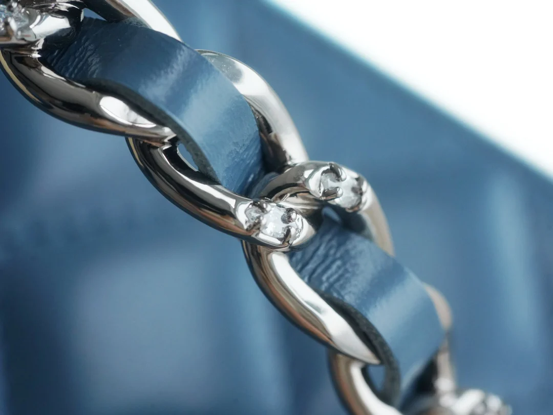 Chanel - Маленькая сумка Double C - Длинная сумка-коробочка с ручками - Пыльно-голубой