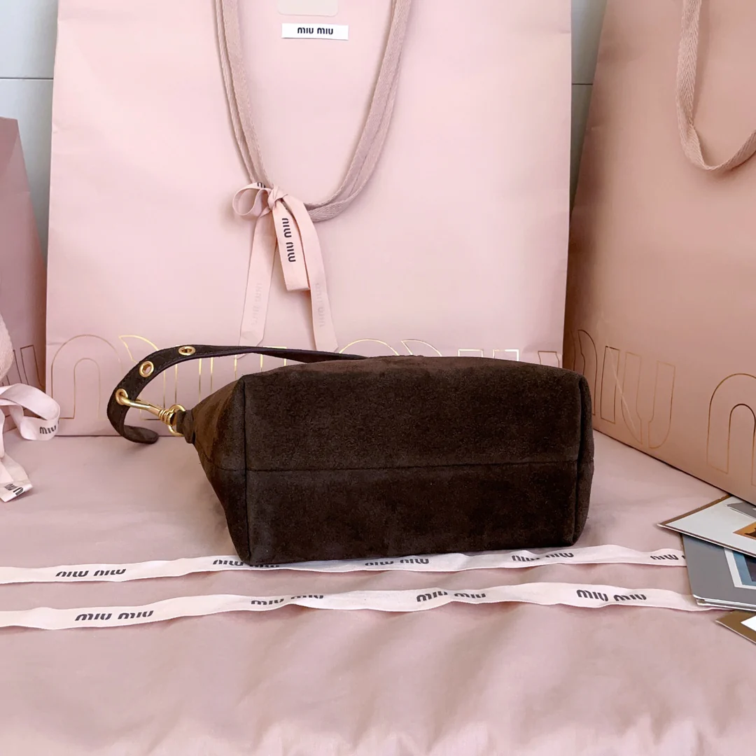 Сумка для ланча Miu Miu-5ne841 из замши, коричневая.