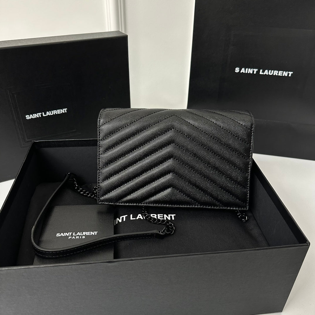 YSL Monogram Caviar WOC - Черный - 19 см