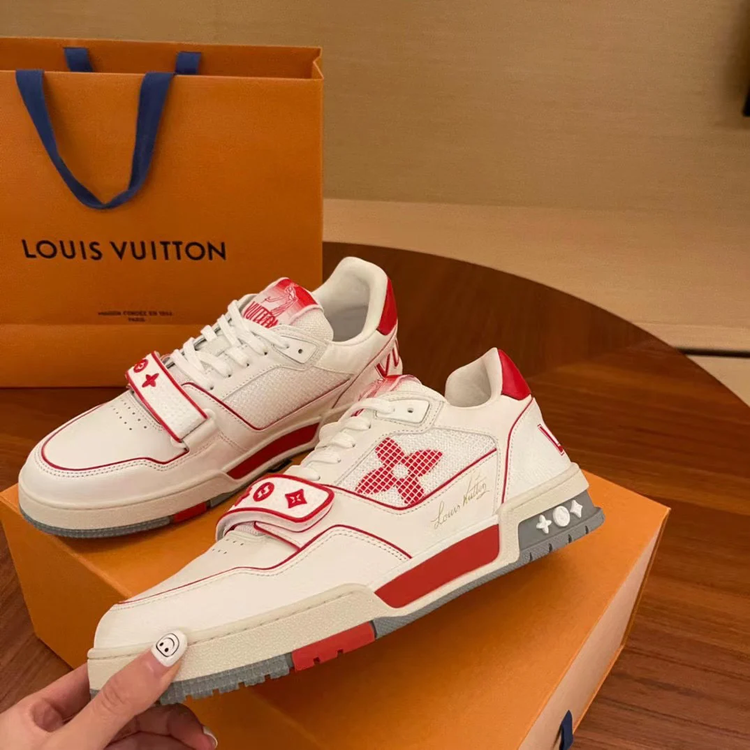 Кроссовки LV Trainer Series - на липучках - унисекс - бело-красные