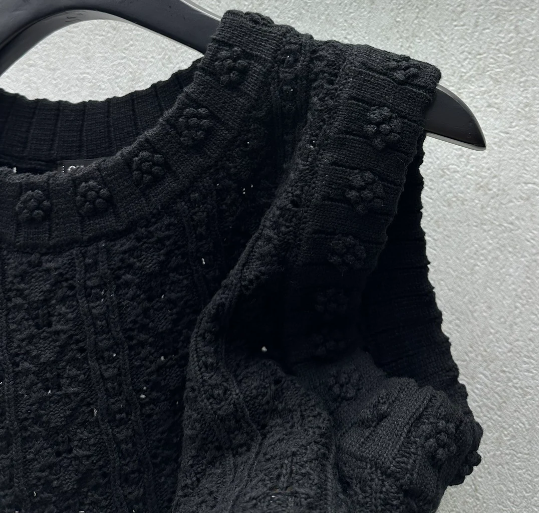 Chanel - 2404-24 Новый ажурный вязаный жилет для ранней весны - Черный