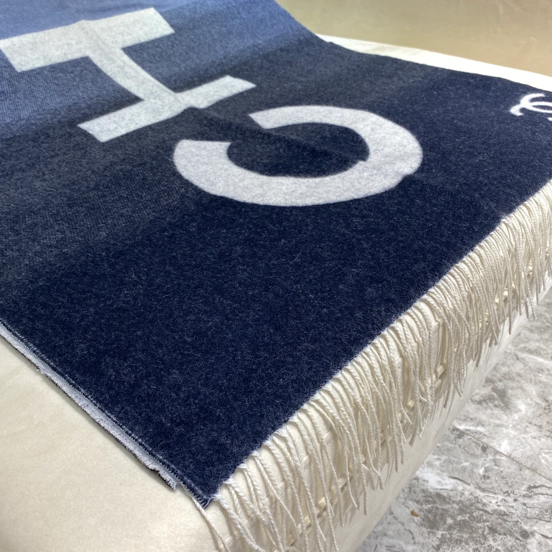 Шерстяной и кашемировый шарф Chanel - 70 см - 200 см - черный