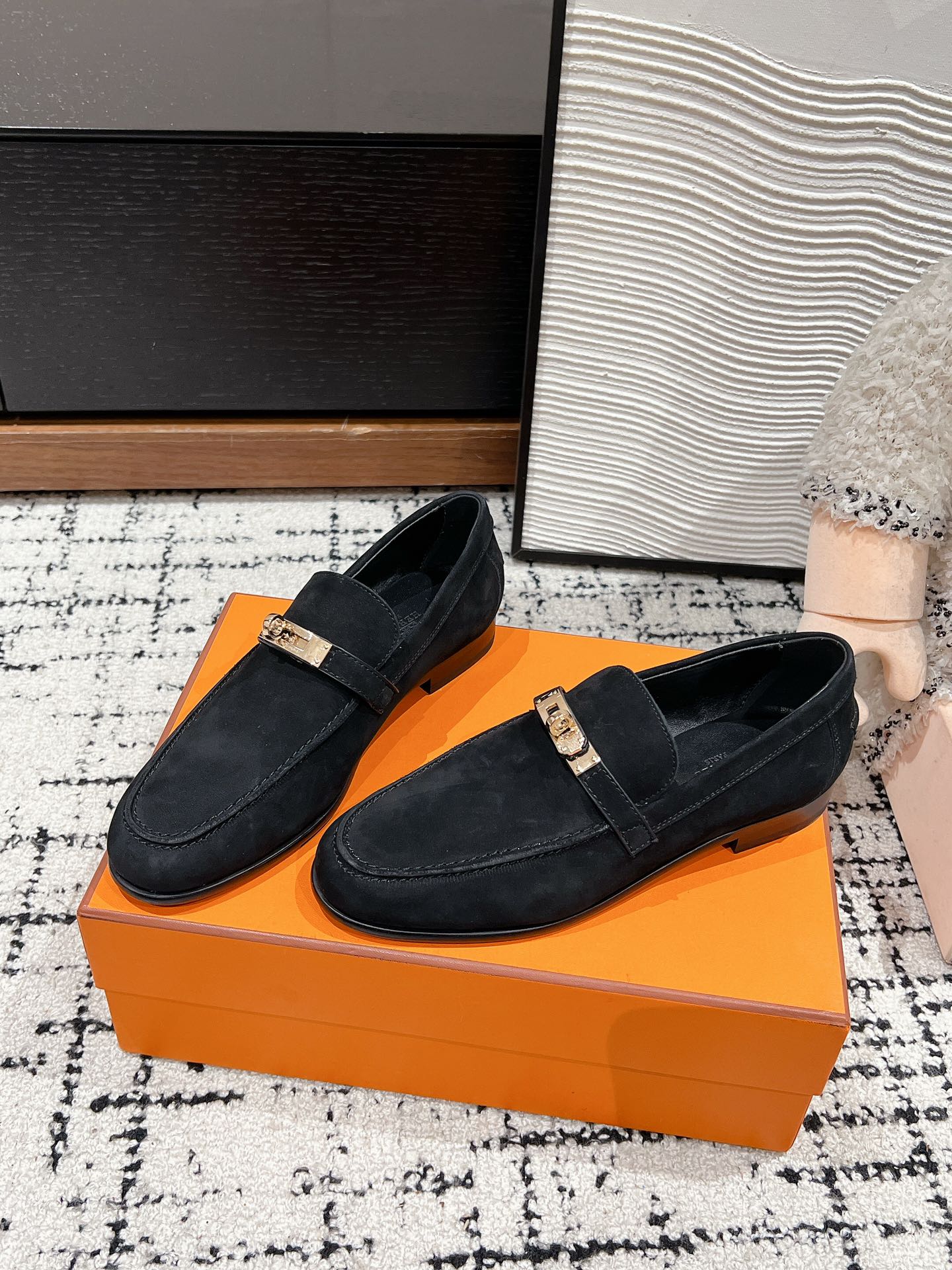 Лоферы Hermes Kelly Buckle 2024 — черные