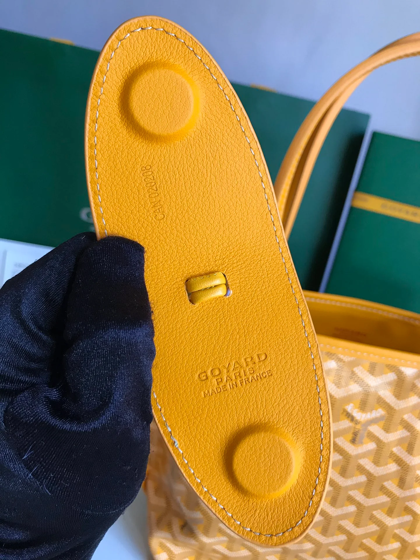 Двусторонняя сумка Goyard из телячьей кожи с узором - желтая