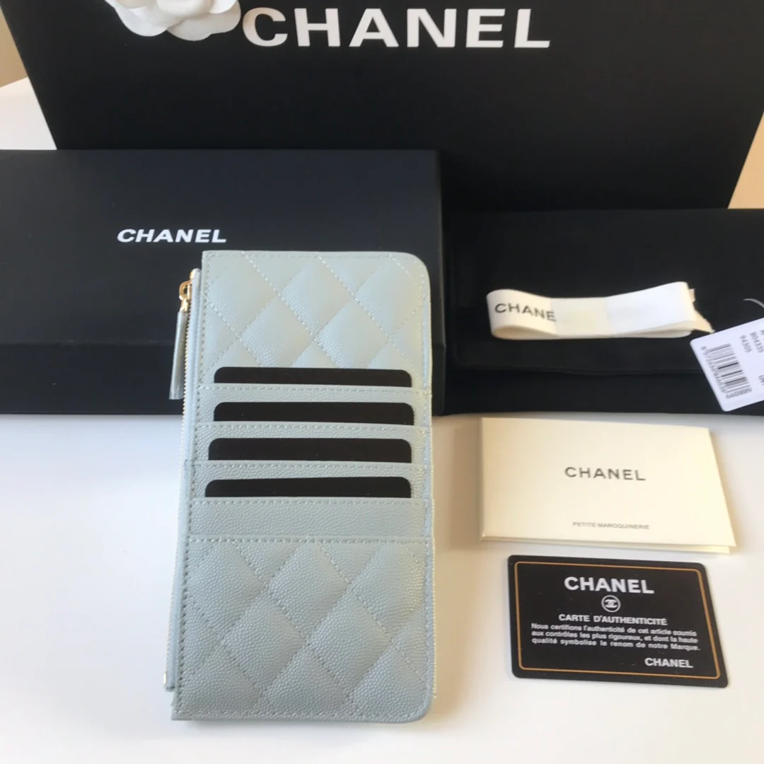 Длинный кошелек/держатель для карт Chanel на молнии - плоский длинный кошелек - 1 шт.