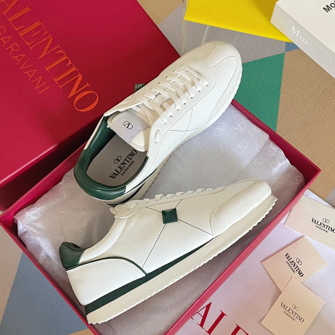 Спортивные повседневные туфли Valentino с заклепками - для пар - зеленая отделка