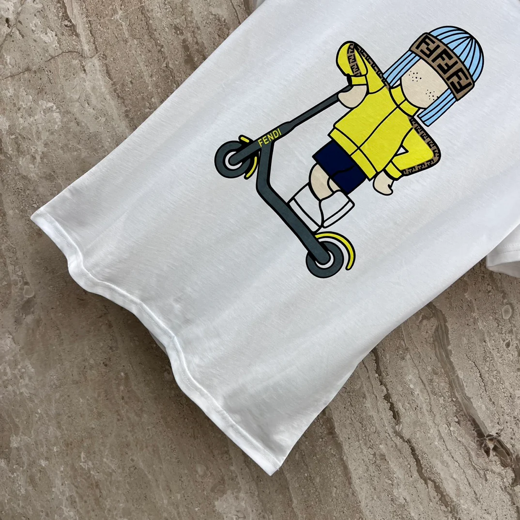 Футболка Fendi-2403-24ss Весна/Лето, новая модель, с принтом 