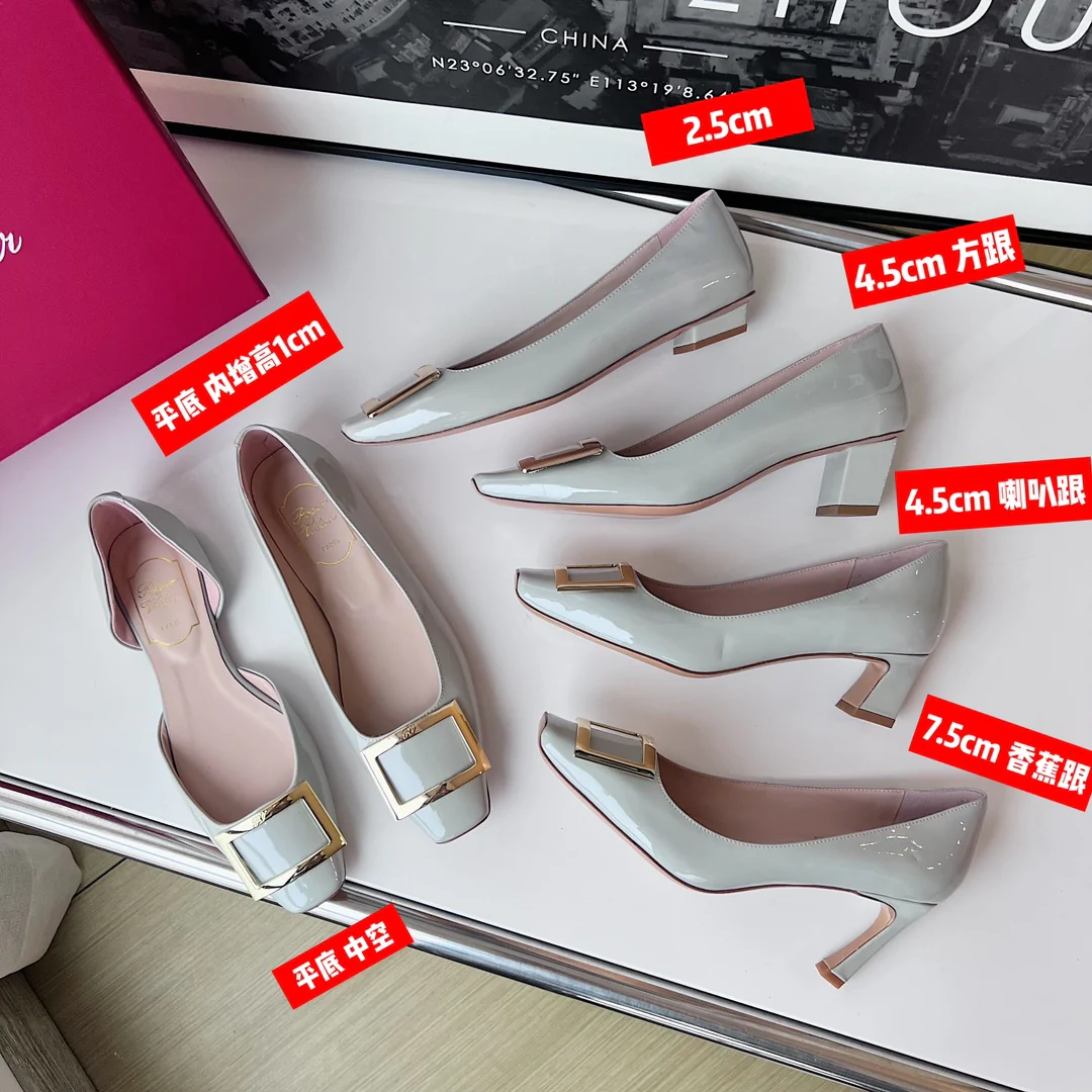 Туфли RV - классические туфли на высоком каблуке - 7-5 см - серо-голубые