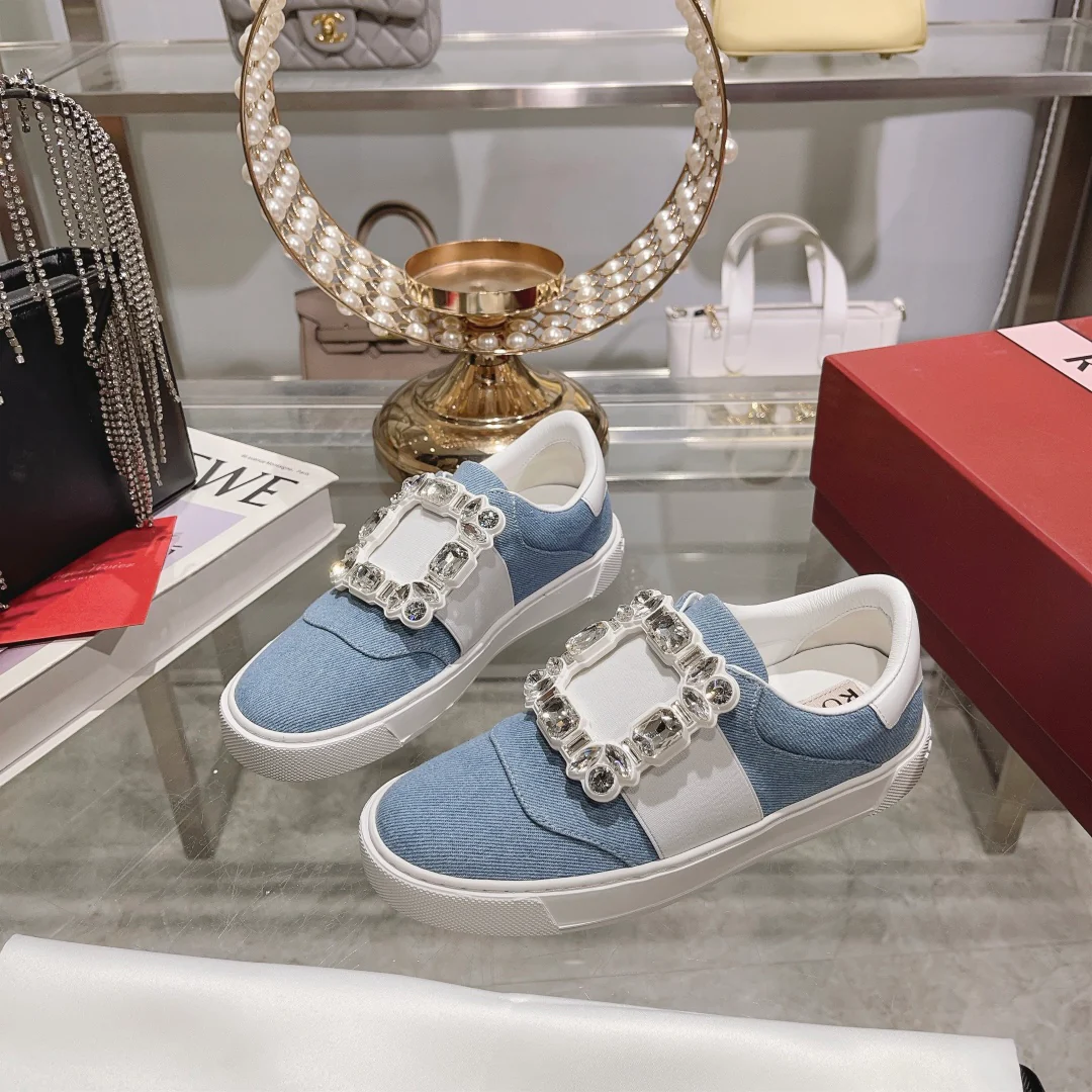 Обувь RV Shoes - Новинка весны/лета 2023 - Повседневные туфли viv-golf с бриллиантовой пряжкой - Синие