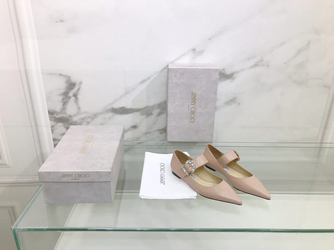 Балетки Jimmy с пряжкой и стразами, с острым носком