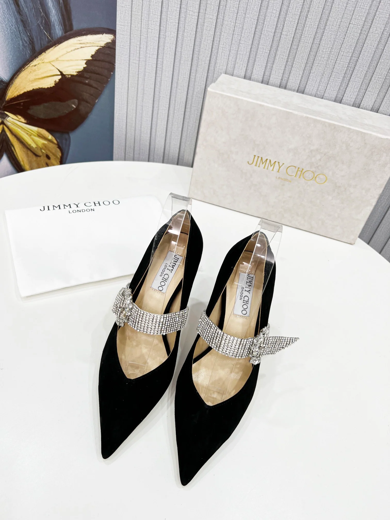 Туфли на высоком каблуке с острым носком Jimmy - черные