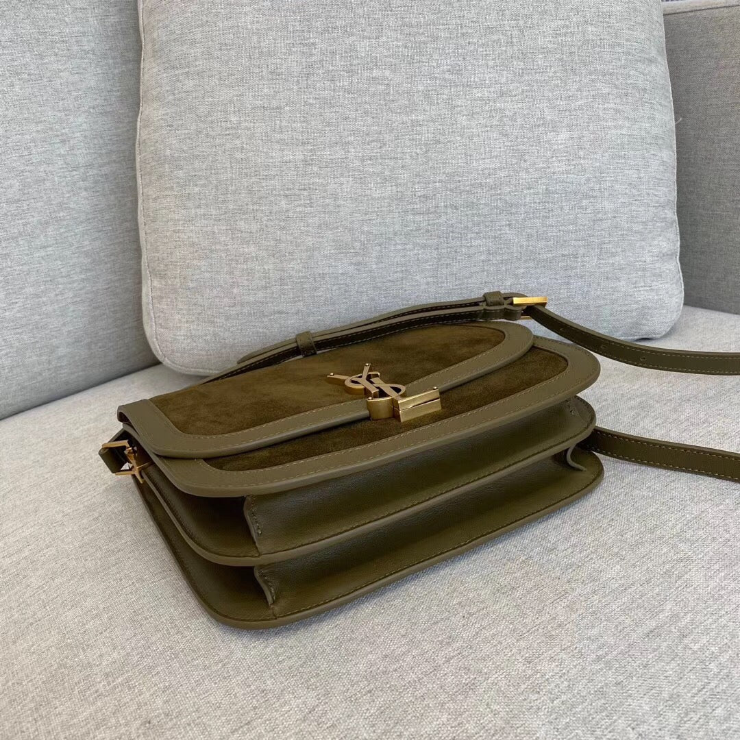 Булочка YSL Solferino Tofu — замша — зеленая