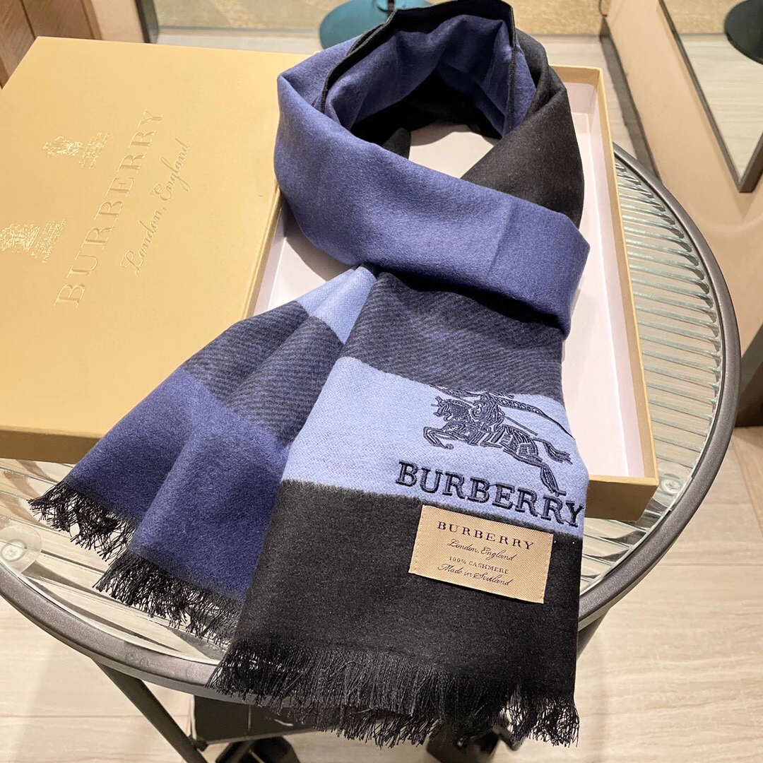 Классический полосатый тканый шарф Burberry - 32 (180 см) - 100% кашемир - 1 шт.