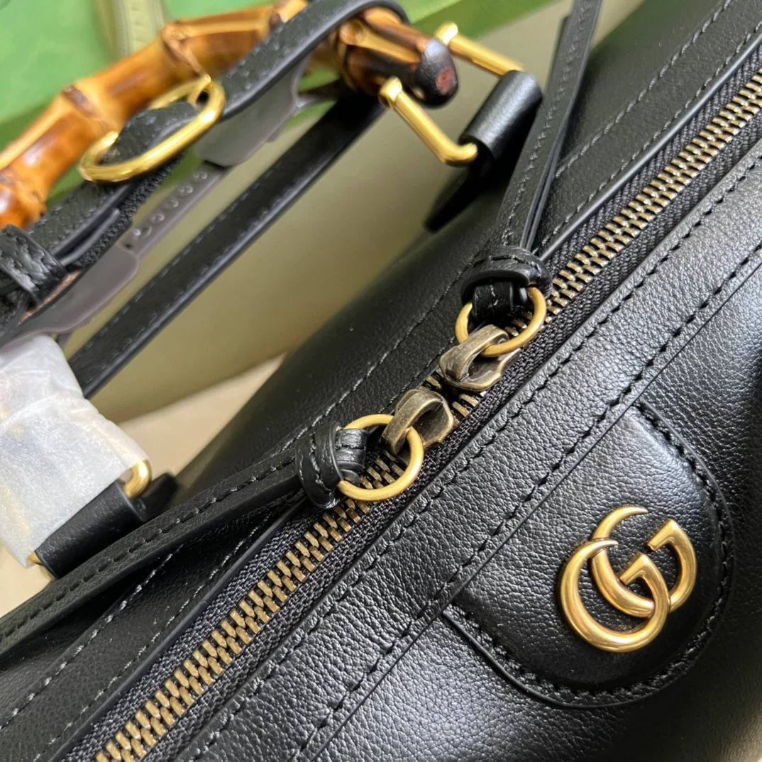 Сумка Gucci из бамбука - 30x18x15 см - Черная