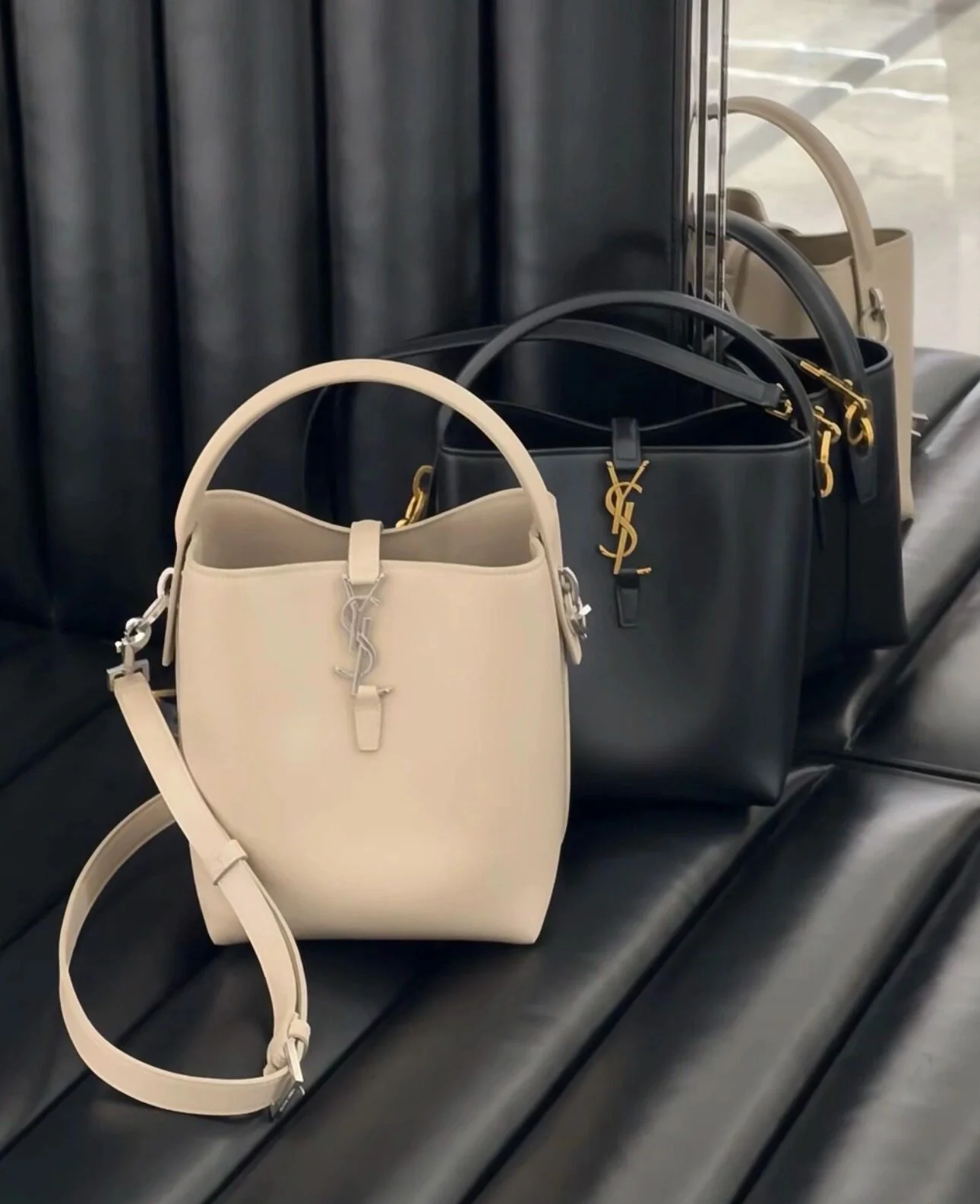 Сумка-ведро YSL Le 37 - Маленькая - Бежево-серый