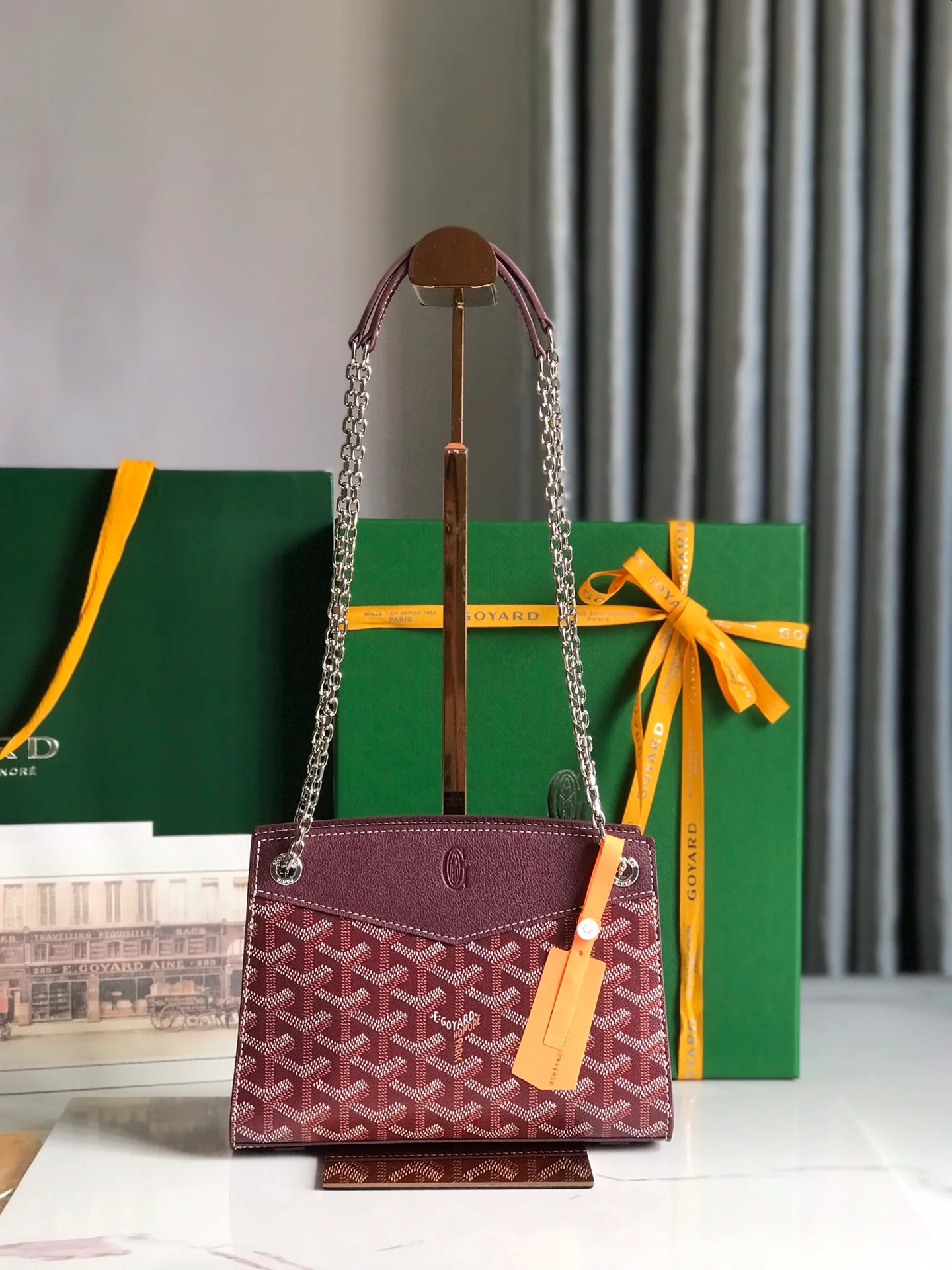 Кожаная сумка на цепочке Goyard Rouette - Mimi - Бордовый