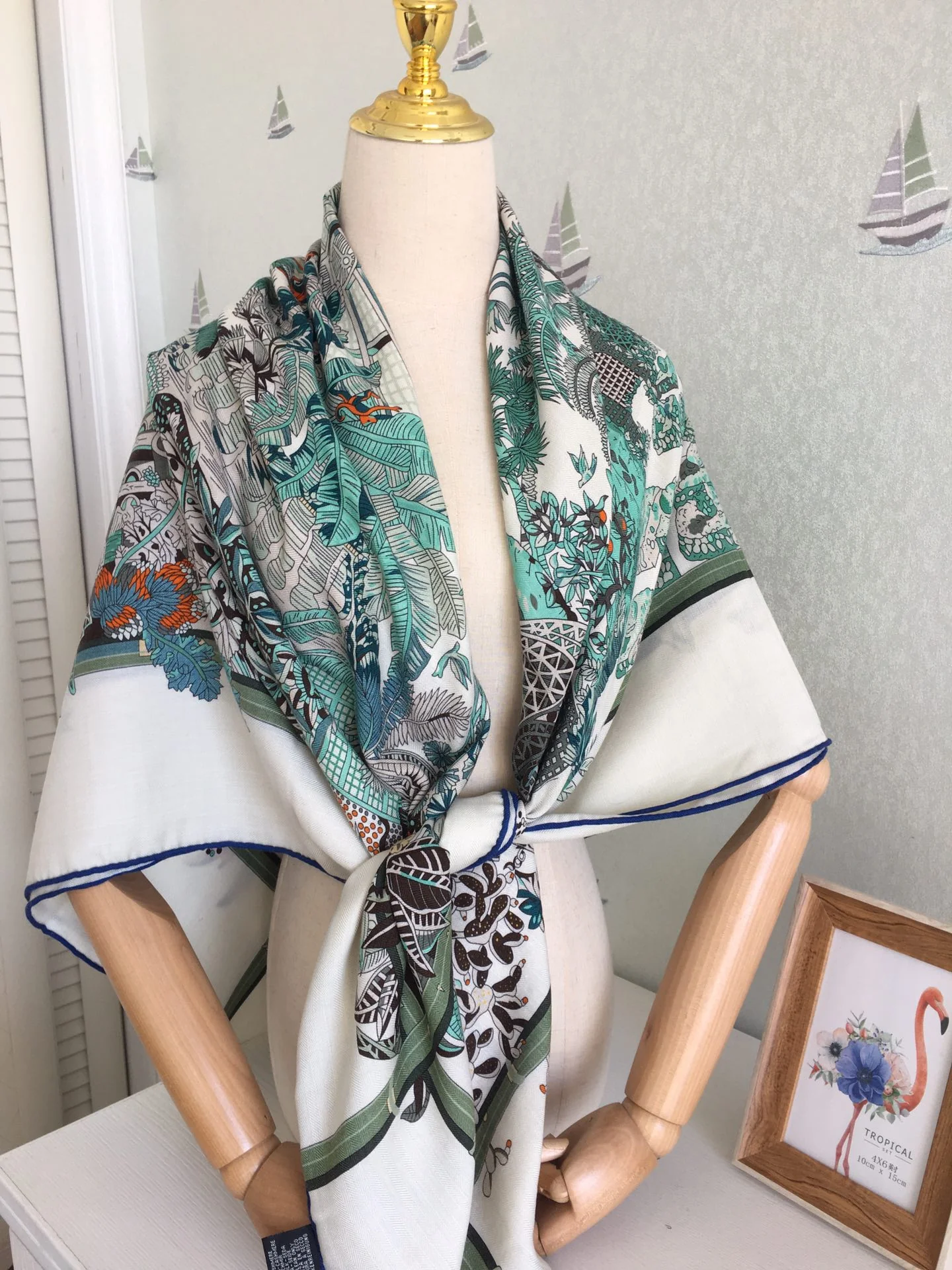 Большой двусторонний шарф Hermes - 140 см - 30 см - Шелк 70 - Шерсть