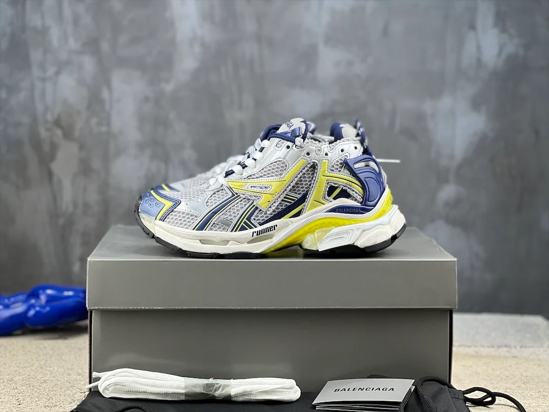 Кроссовки Balenciaga Runner - унисекс - серебристо-желтые