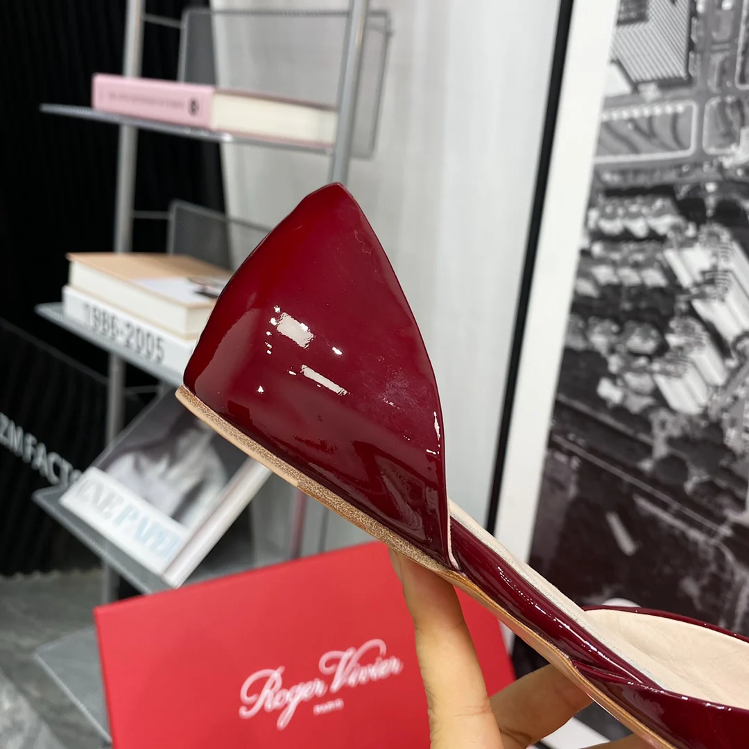 RV-Flat Bottom Hollow Square Toe-Wine Red