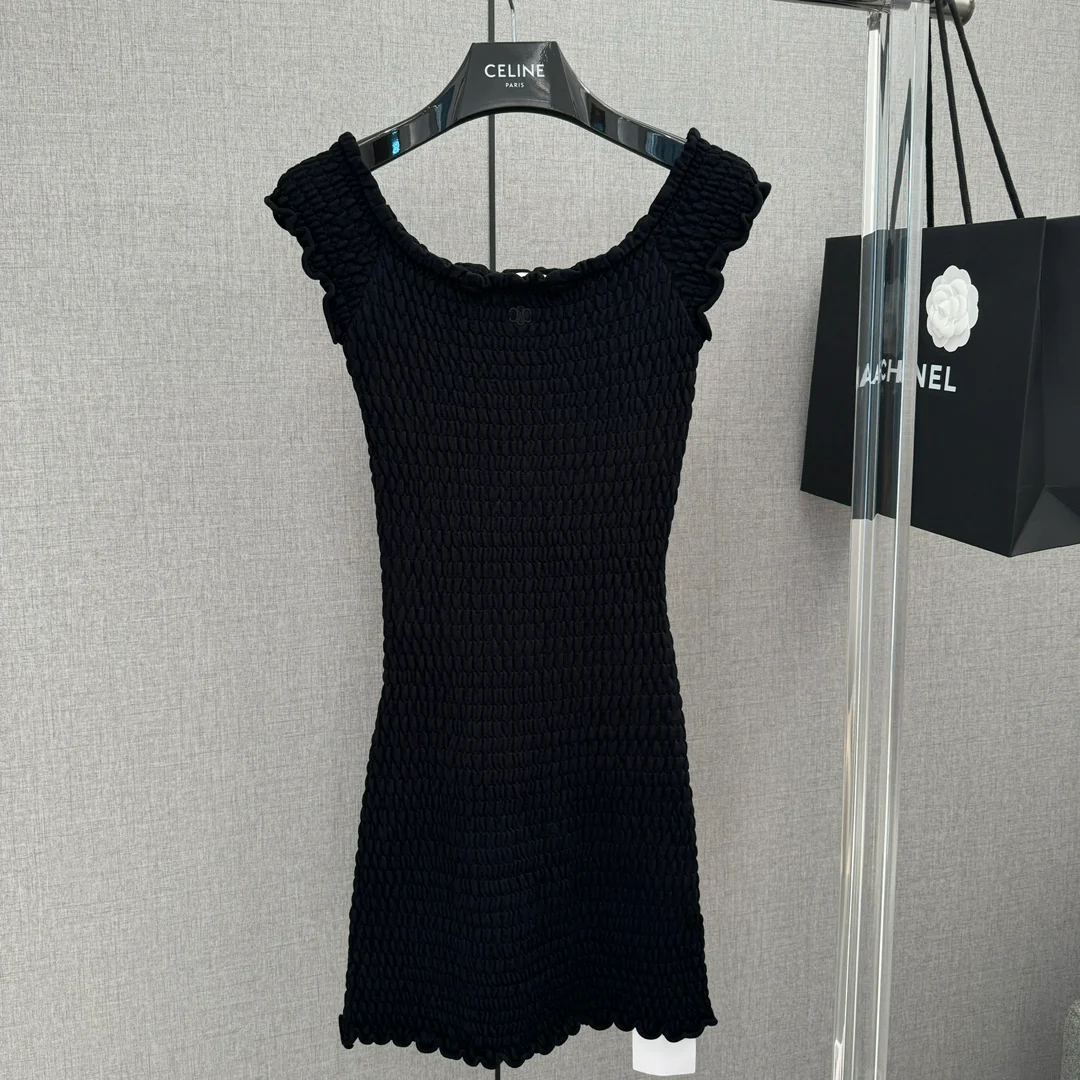 Celine-2404 Весна/Лето Новое эластичное плиссированное платье приталенного кроя