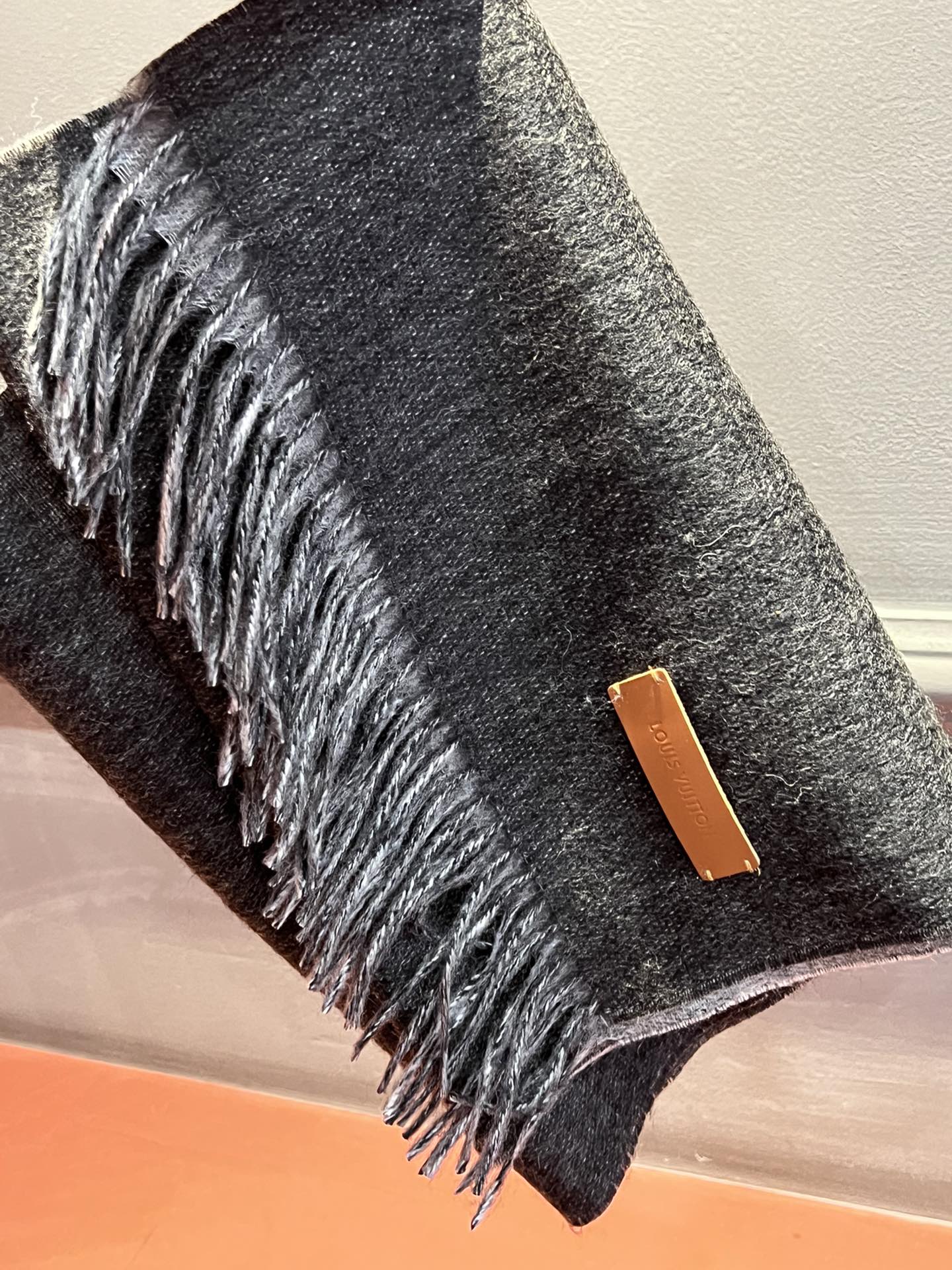 Двусторонний кашемировый шарф LV - 180 см - 35 см - черный