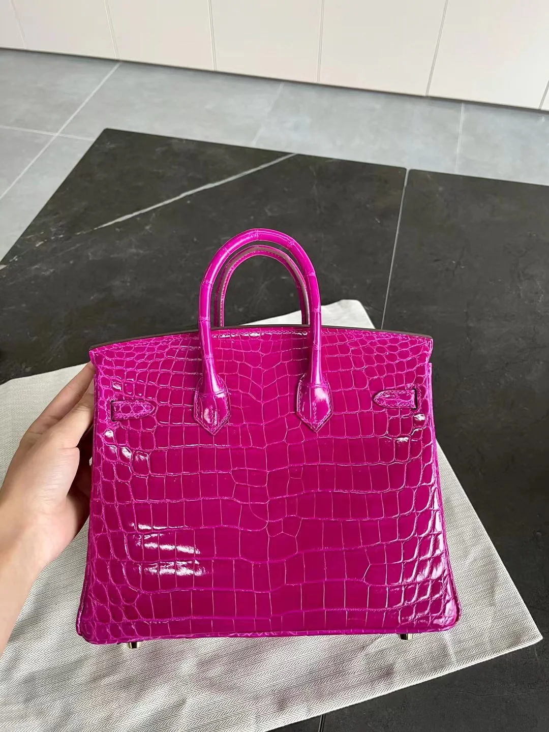 Hermes Birkin 25 Crocodile - Arabian Nights Purple - Gold Buckle