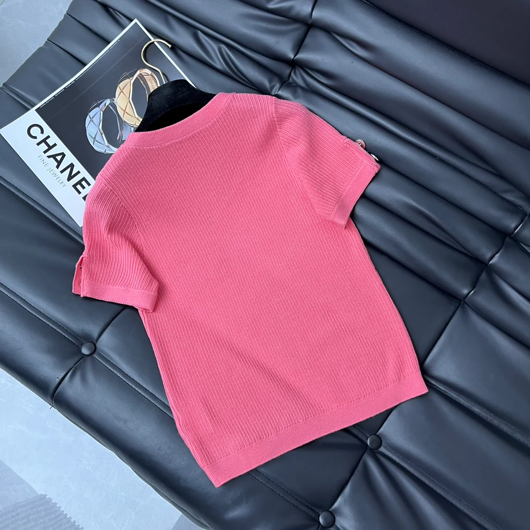 Свитер Chanel 2403 с карманом в виде четырехлистного клевера - розовый