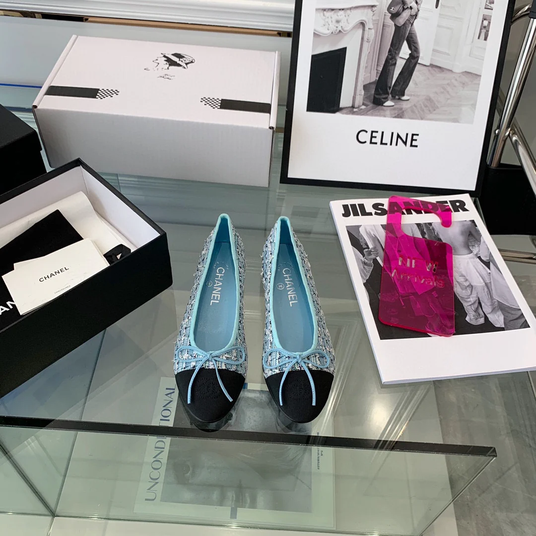 Классические балетки Chanel - Синие - 1