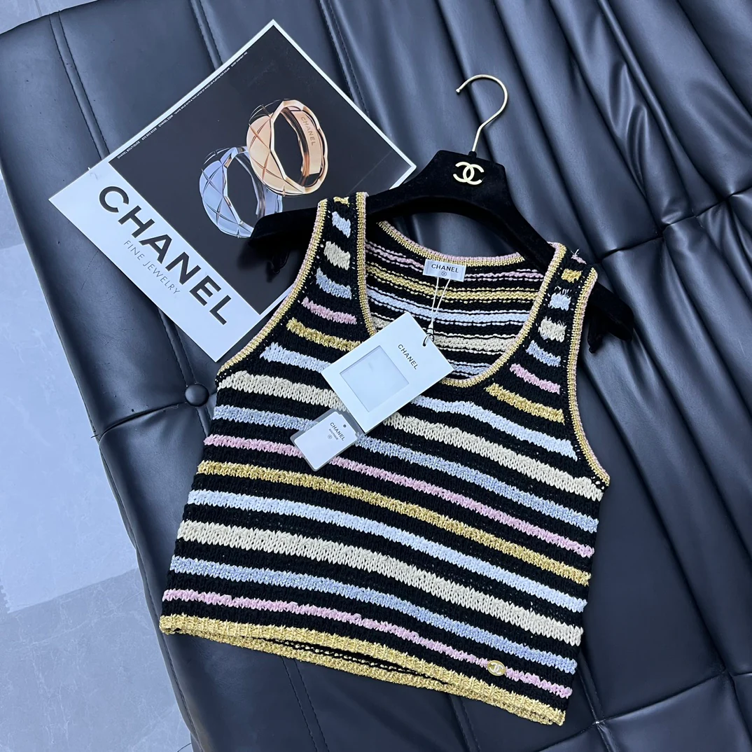 Chanel - Новинка: Полосатый жилет с круглым вырезом (2403-24)