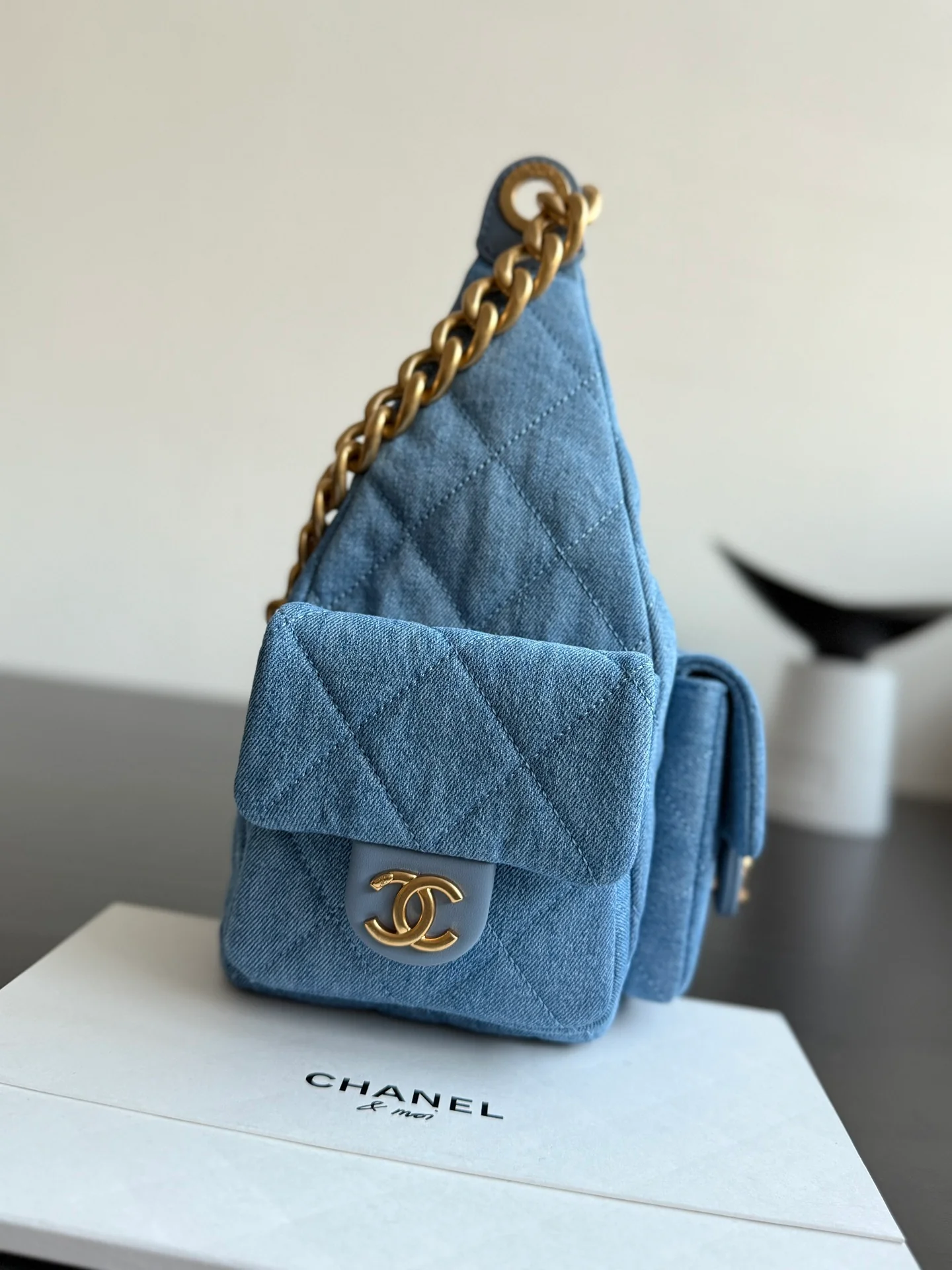Chanel 25 Chobo Denim Small - Light Blue