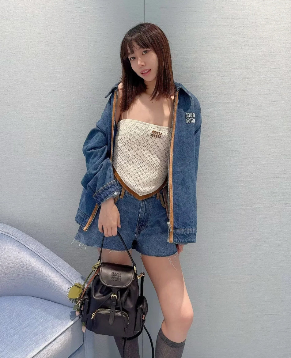 Рюкзак Miu Miu из канваса и кожи — маленький, черный — Outfit Sharing