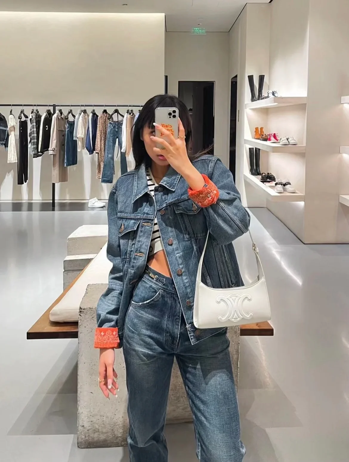 Сумка через плечо с логотипом Celine - кожа - белая