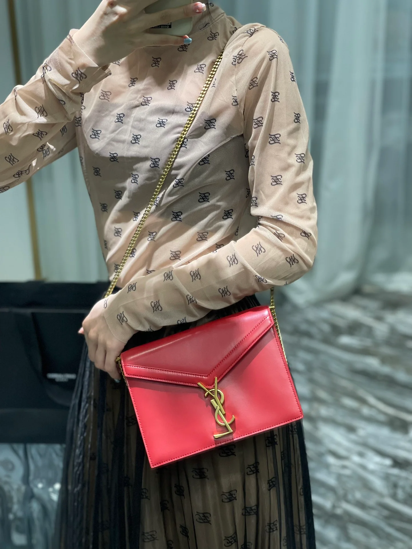 Сумка через плечо YSL Cassandra - красная