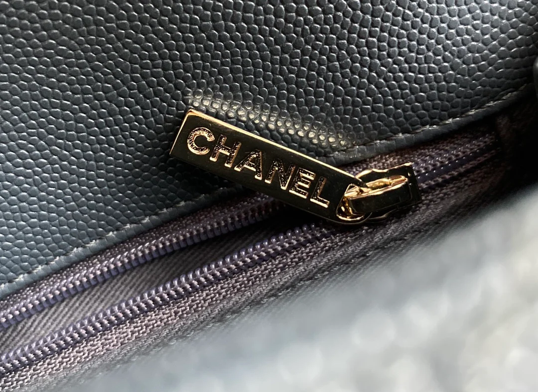 Chanel Coco Handle Small Grey Champagne with Gold Pull