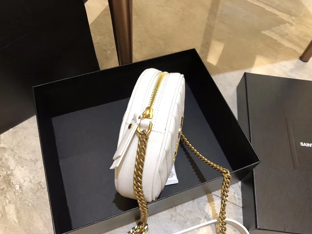 Маленькая круглая сумка YSL Vinyle - белая