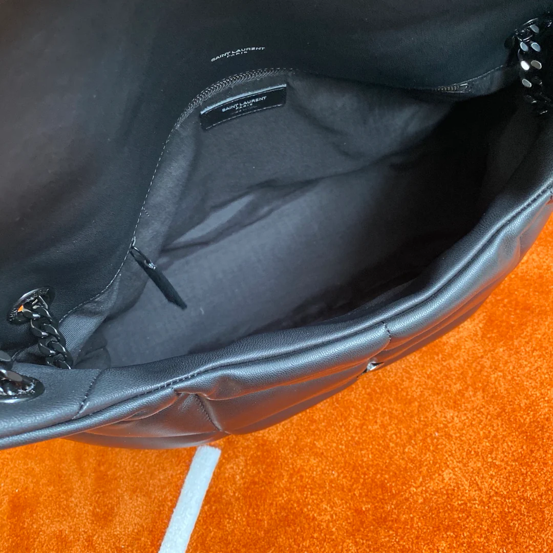 Сумка-пуховик YSL из овечьей кожи - Черная - Большая