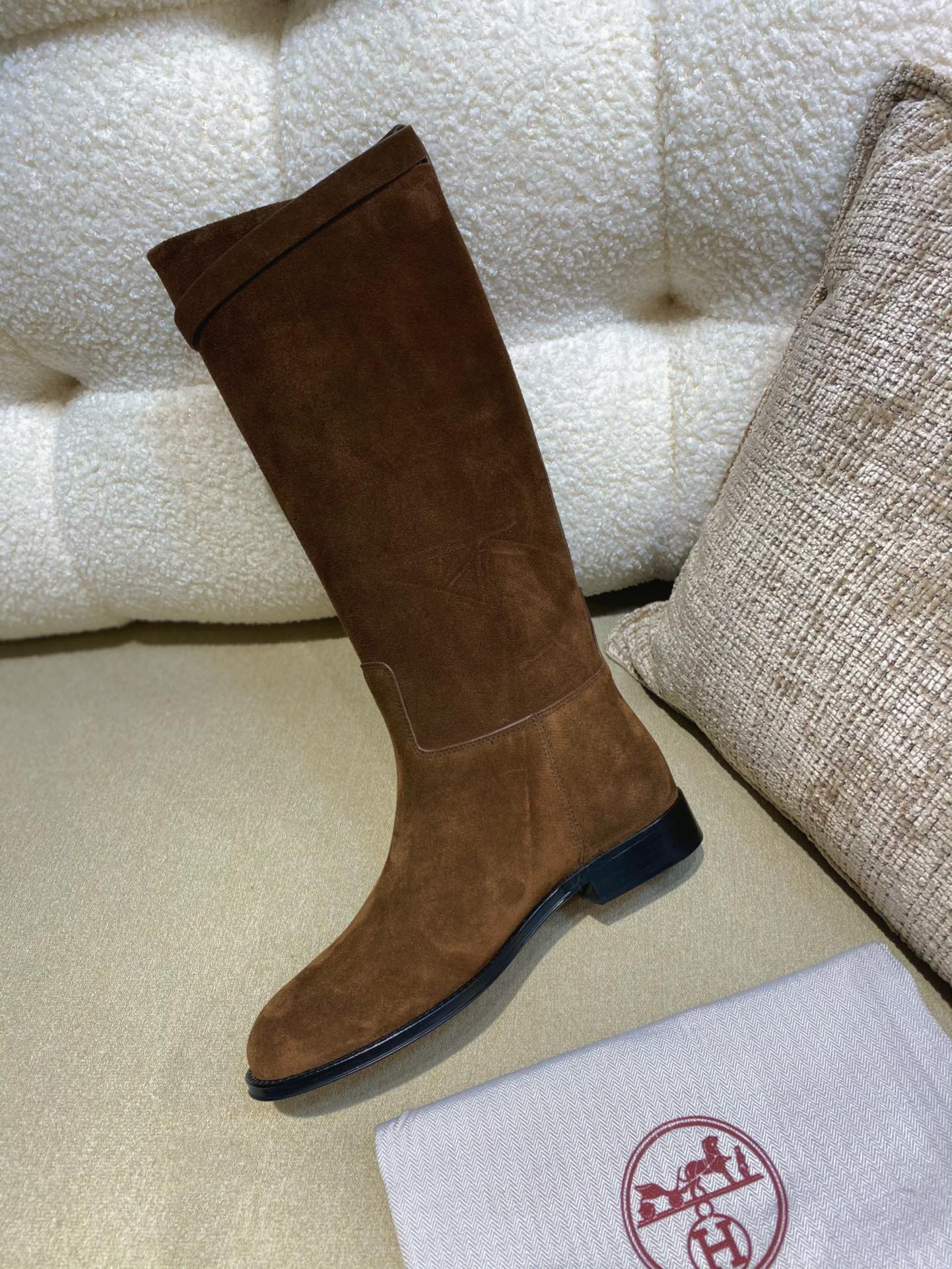 Высокие сапоги Hermes 2024 - Кофейно-коричневый