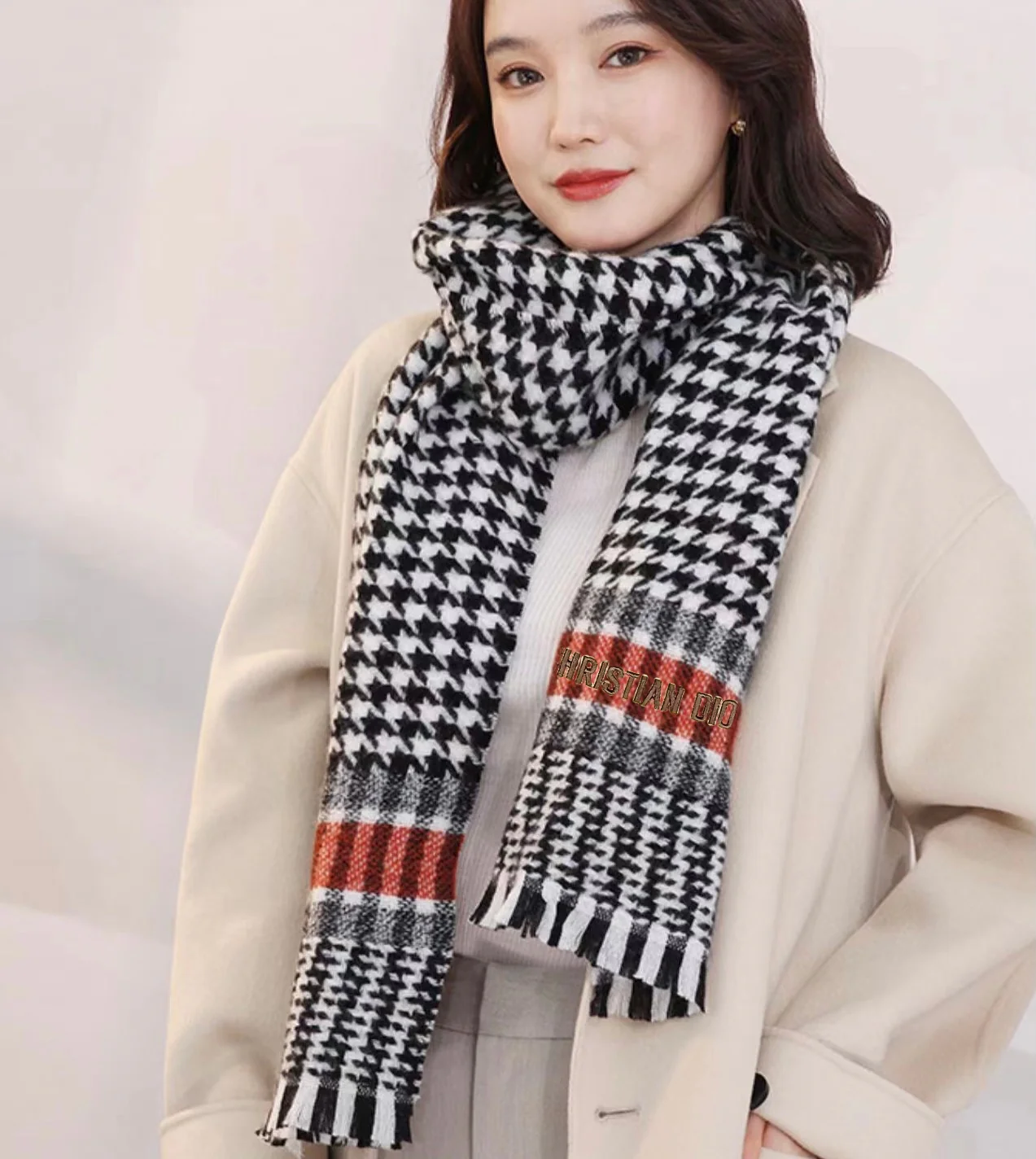 Шарф Dior ?Гусиная лапка? — 190 см — 32 см — 100 см — Кашемир