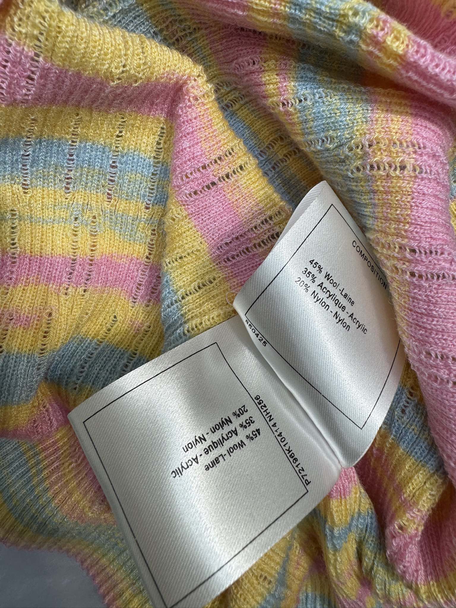 Chanel 2403 - Вязаная футболка с коротким рукавом в полоску 