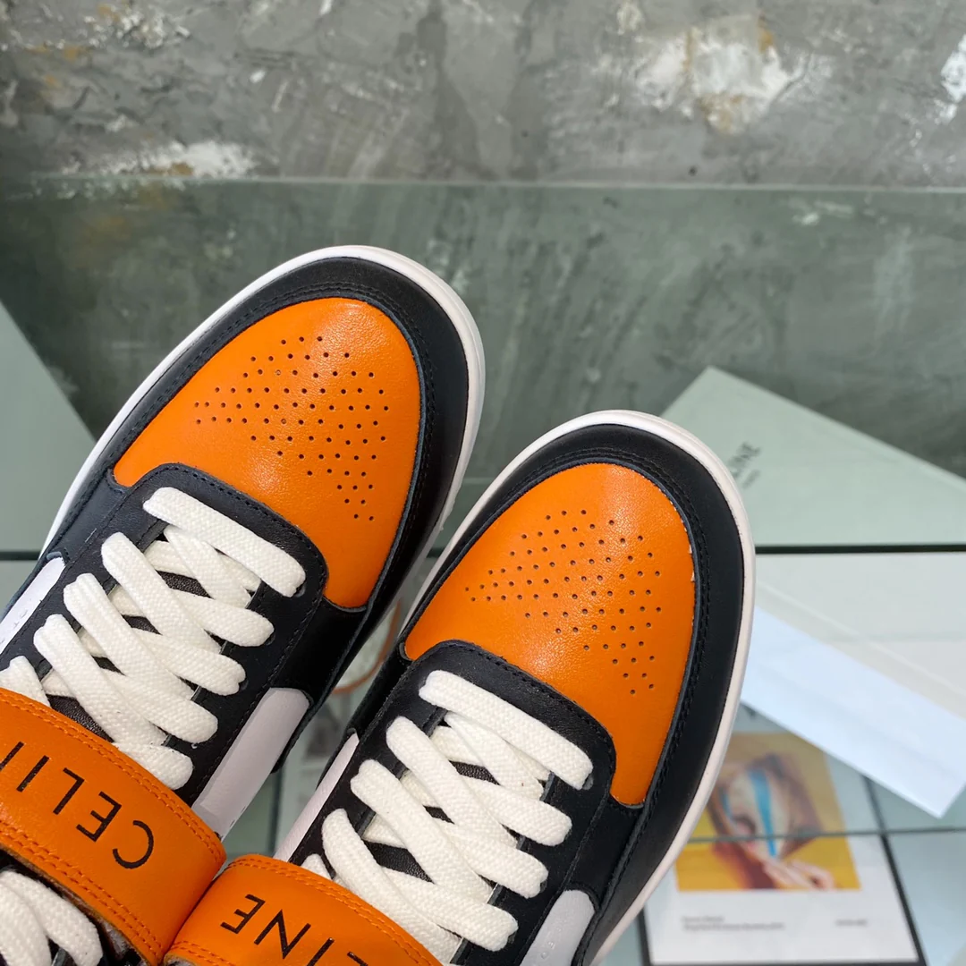 Спортивные повседневные высокие кроссовки Celine - оранжевые