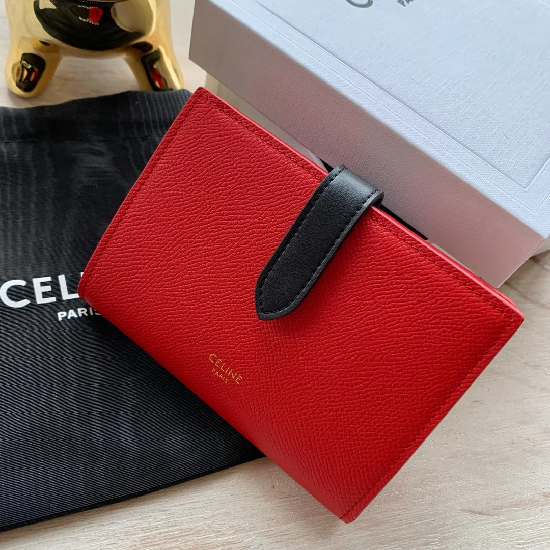 Кошелек Celine Strap из зернистой телячьей кожи - 4 шт.