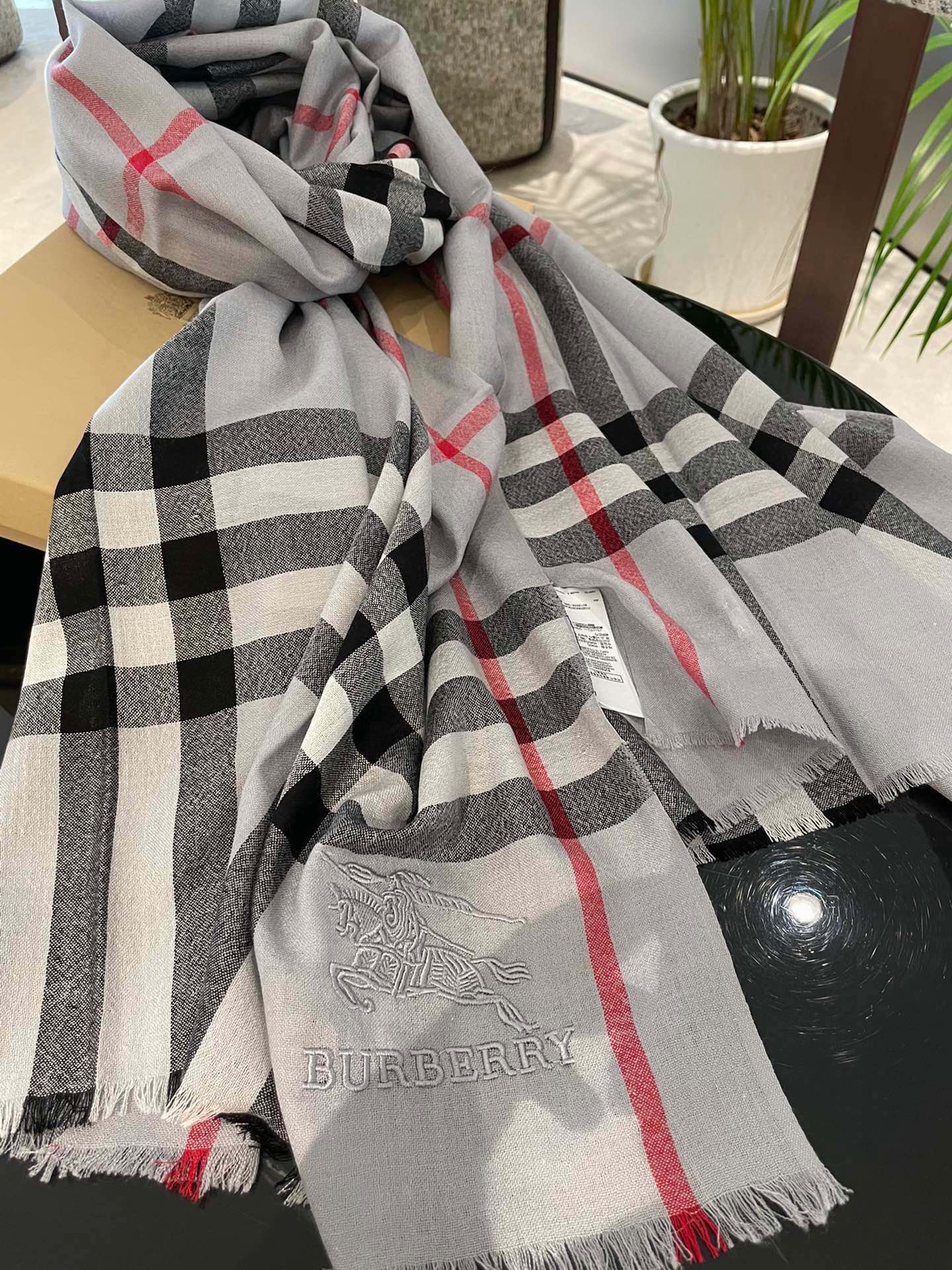 Классический клетчатый шарф для верховой езды Burberry - 80-190 см - Кашемир Кашмир Хайленд - 1 шт.