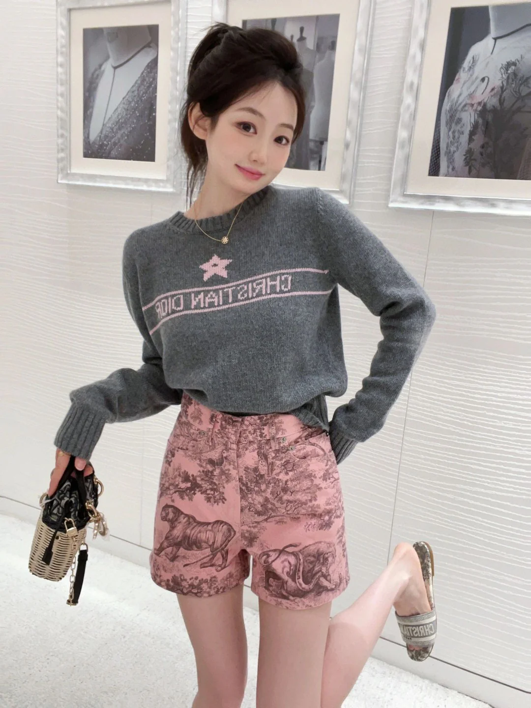 Свитер Dior 2403 Star с длинными рукавами и круглым вырезом